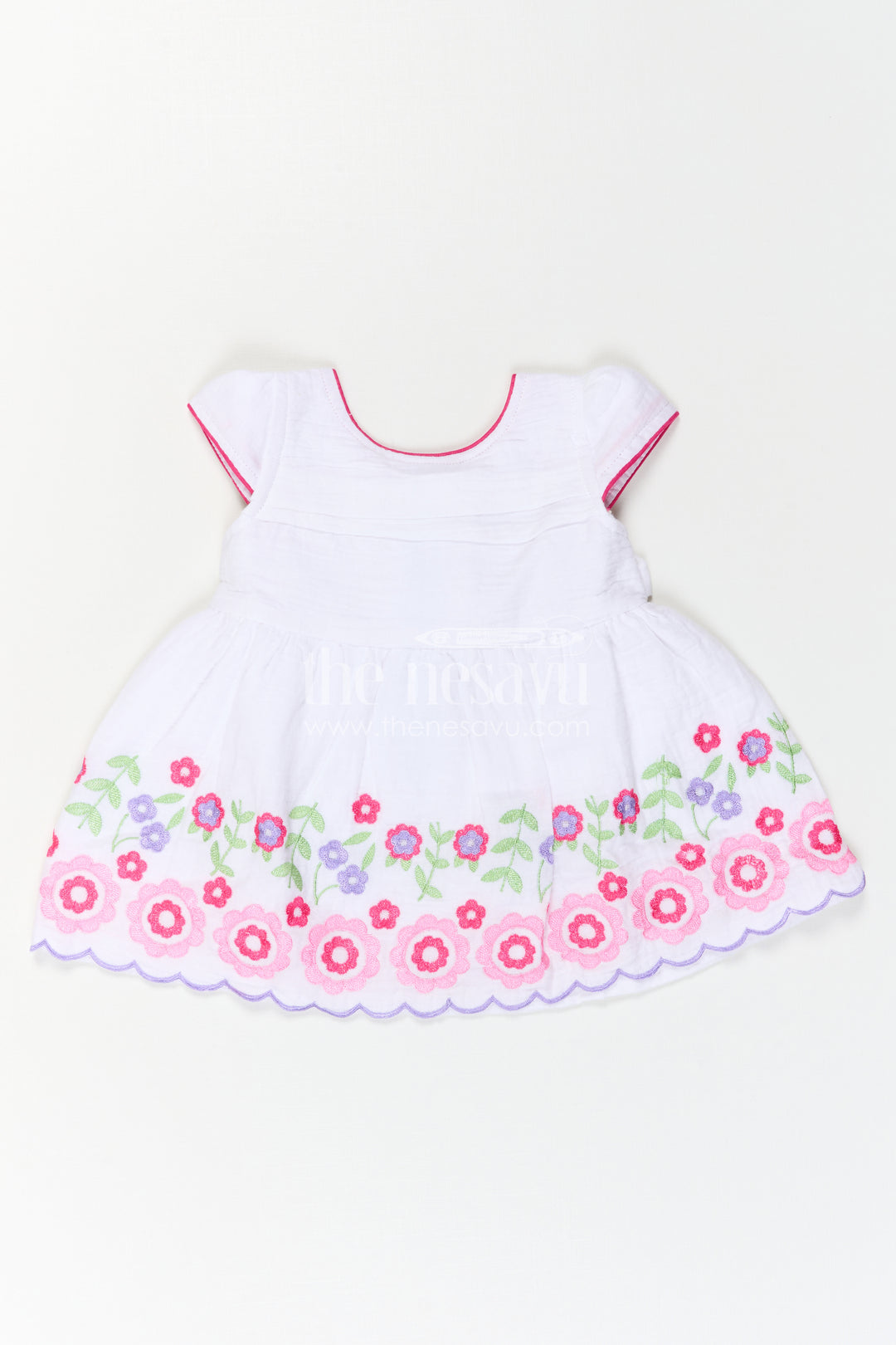 The Nesavu Baby Cotton Frocks Baby Girl Frock for Naming Ceremony and Family Photo Moments Nesavu Nesavu Baby Girl Muslin Cotton Frock With Floral Embroidery For Naming Ceremonies And Photos