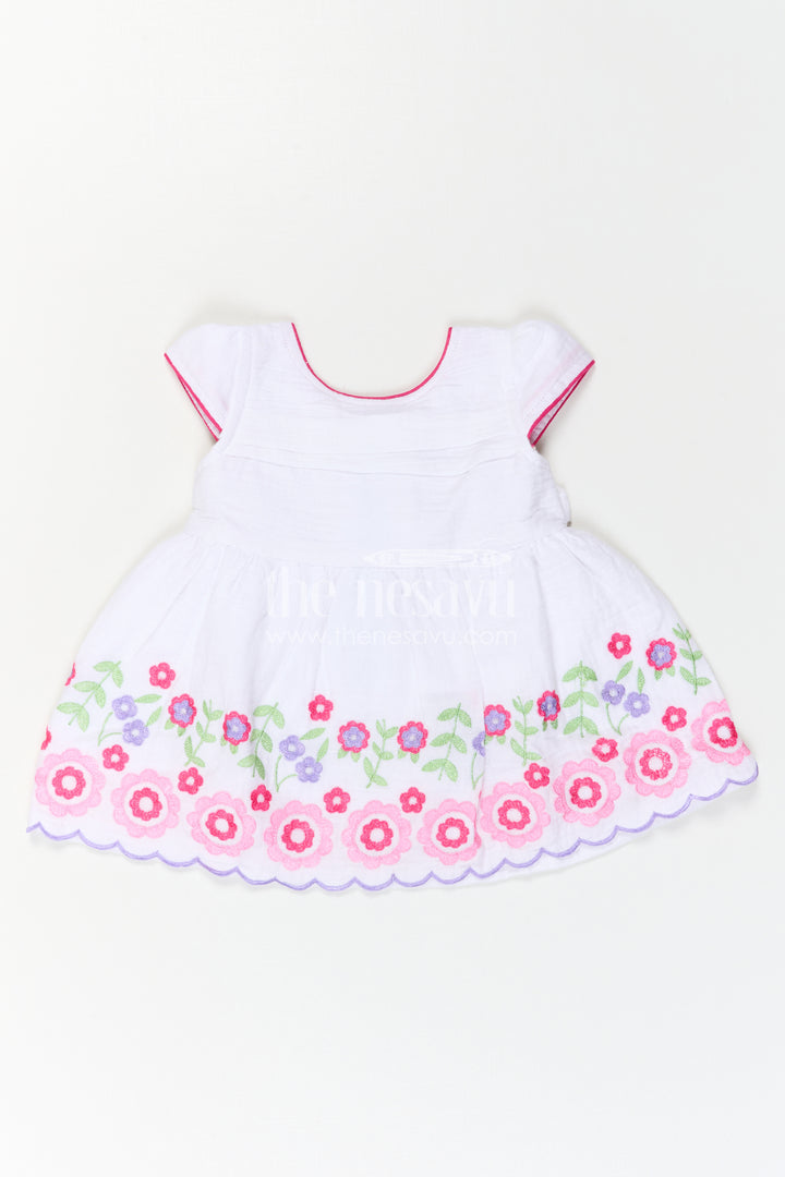 The Nesavu Baby Cotton Frocks Baby Girl Frock for Naming Ceremony and Family Photo Moments Nesavu Nesavu Baby Girl Muslin Cotton Frock With Floral Embroidery For Naming Ceremonies And Photos