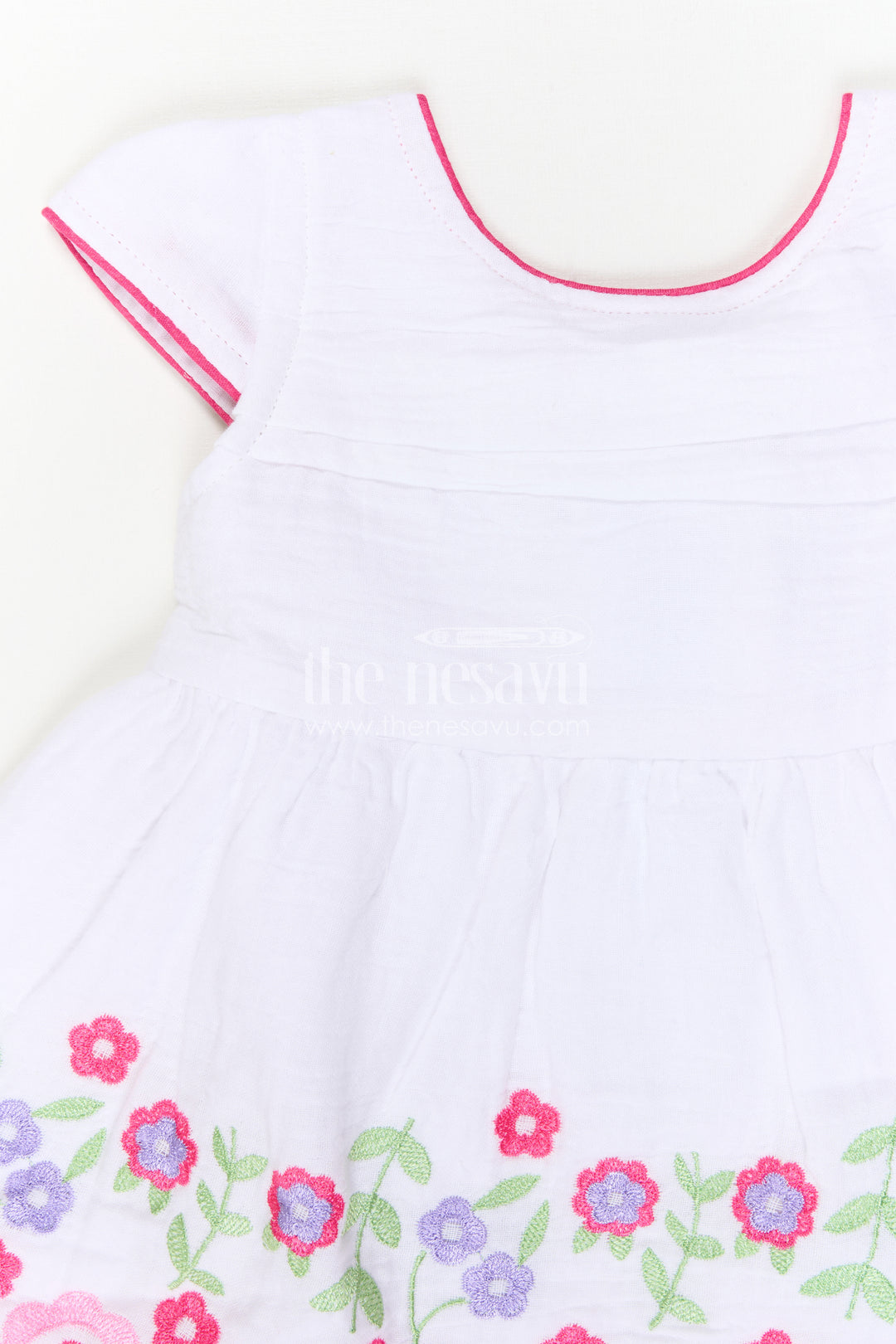 The Nesavu Baby Cotton Frocks Baby Girl Frock for Naming Ceremony and Family Photo Moments Nesavu Nesavu Baby Girl Muslin Cotton Frock With Floral Embroidery For Naming Ceremonies And Photos