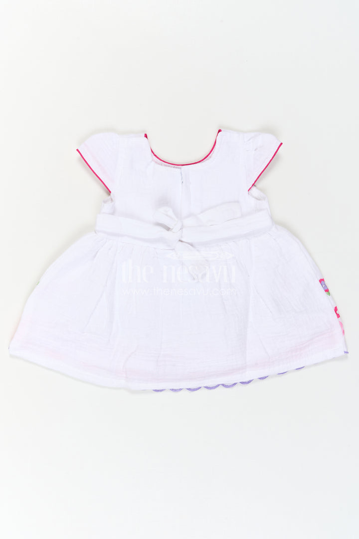 The Nesavu Baby Cotton Frocks Baby Girl Frock for Naming Ceremony and Family Photo Moments Nesavu Nesavu Baby Girl Muslin Cotton Frock With Floral Embroidery For Naming Ceremonies And Photos