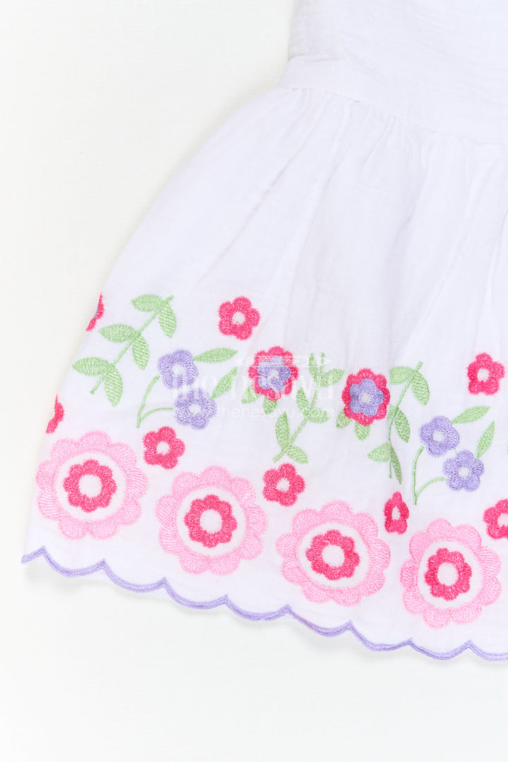 The Nesavu Baby Cotton Frocks Baby Girl Frock for Naming Ceremony and Family Photo Moments Nesavu Nesavu Baby Girl Muslin Cotton Frock With Floral Embroidery For Naming Ceremonies And Photos