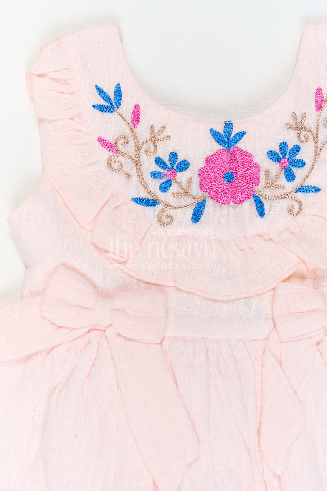 The Nesavu Baby Cotton Frocks Baby Girl Frock for Naming Ceremony Moments Nesavu Nesavu Baby Girl Frock For Naming Ceremony Moments With Muslin Cotton And Floral Embroidery
