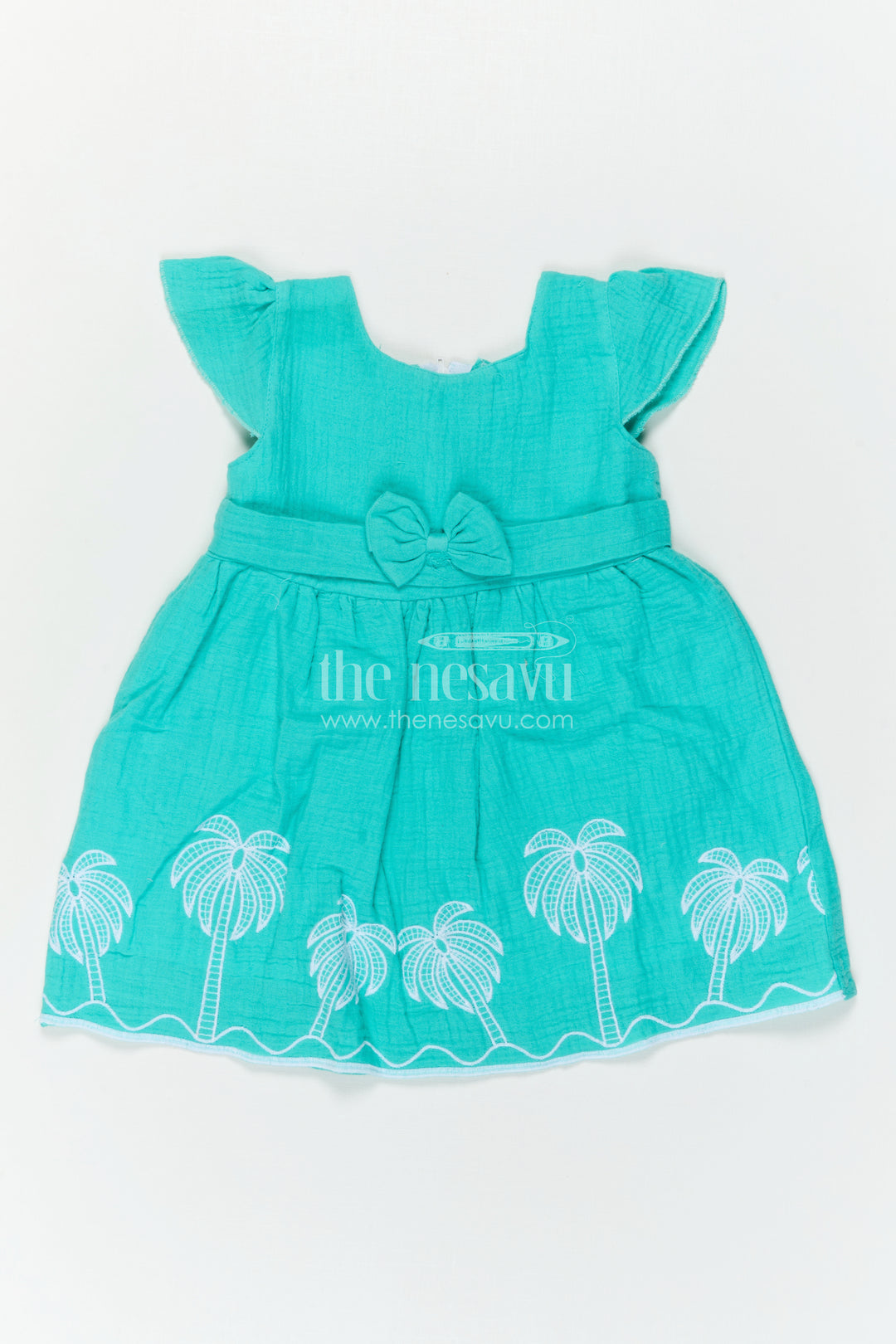 The Nesavu Baby Cotton Frocks Baby Girl Frock for Outings and First Birthday Moments Nesavu Nesavu Baby Girl Muslin Cotton Frock For Outings And First Birthday With Thread Embroidery Soft Outfit