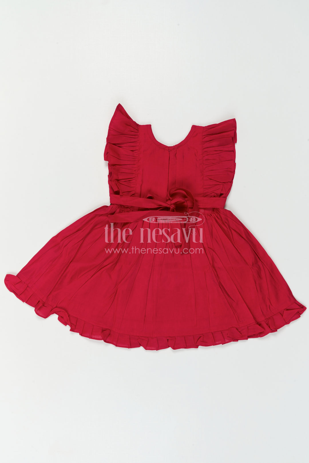 The Nesavu Girls Chanderi Frock Baby Girl Frock for Photoshoot and Party Wear Occasions Nesavu Nesavu Baby Girl Frock For Photoshoot And Party Wear In Chanderi Cotton With Thread Embroidery