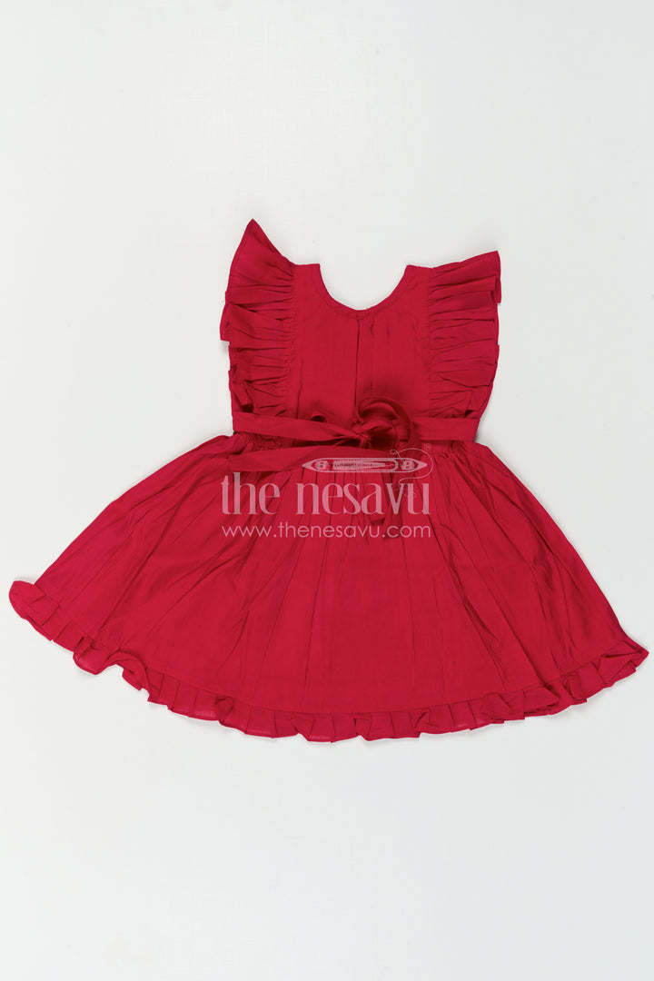 The Nesavu Girls Chanderi Frock Baby Girl Frock for Photoshoot and Party Wear Occasions Nesavu Nesavu Baby Girl Frock For Photoshoot And Party Wear In Chanderi Cotton With Thread Embroidery