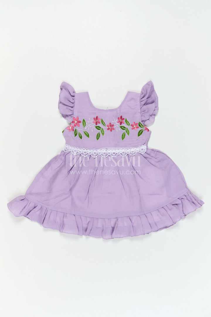 The Nesavu Baby Cotton Frocks Baby Girl Frock for Playdates and Summer Outings Nesavu Nesavu Baby Girl Cotton Frock For Playdates And Summer Outings With Floral Embroidery And Frill Hem