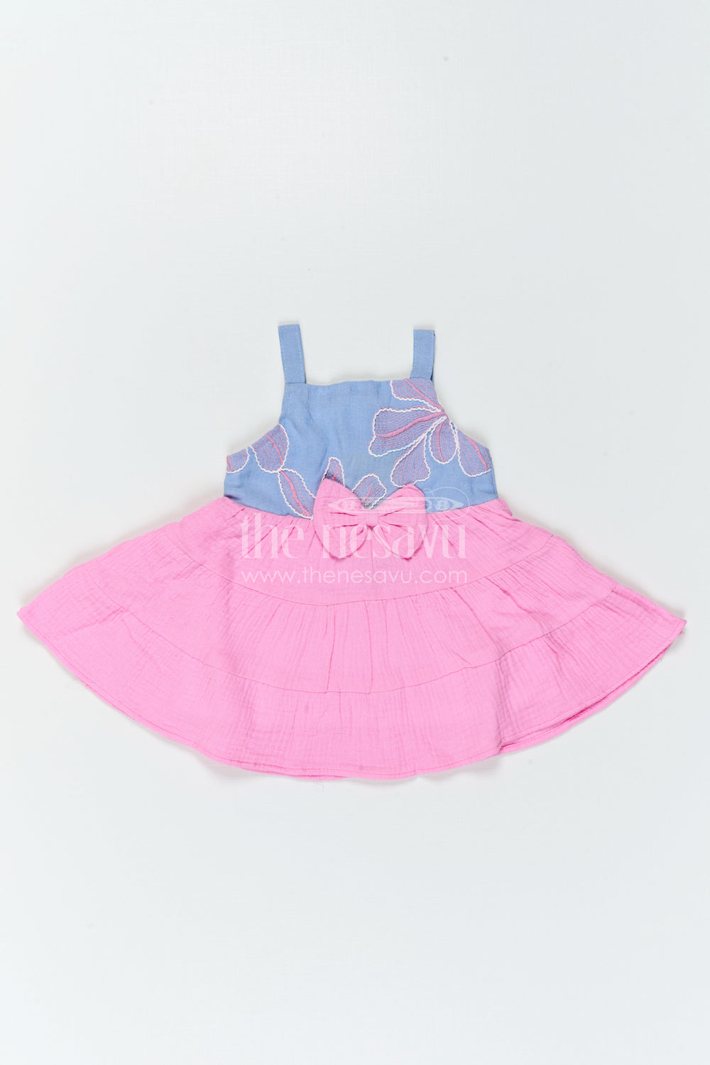 The Nesavu Girls Cotton Frock Baby Girl Frock for Summer Birthdays and Playful Outings Nesavu Nesavu Baby Girl Cotton Frock For Birthdays And Summer Outings With Floral Embroidered Detailing