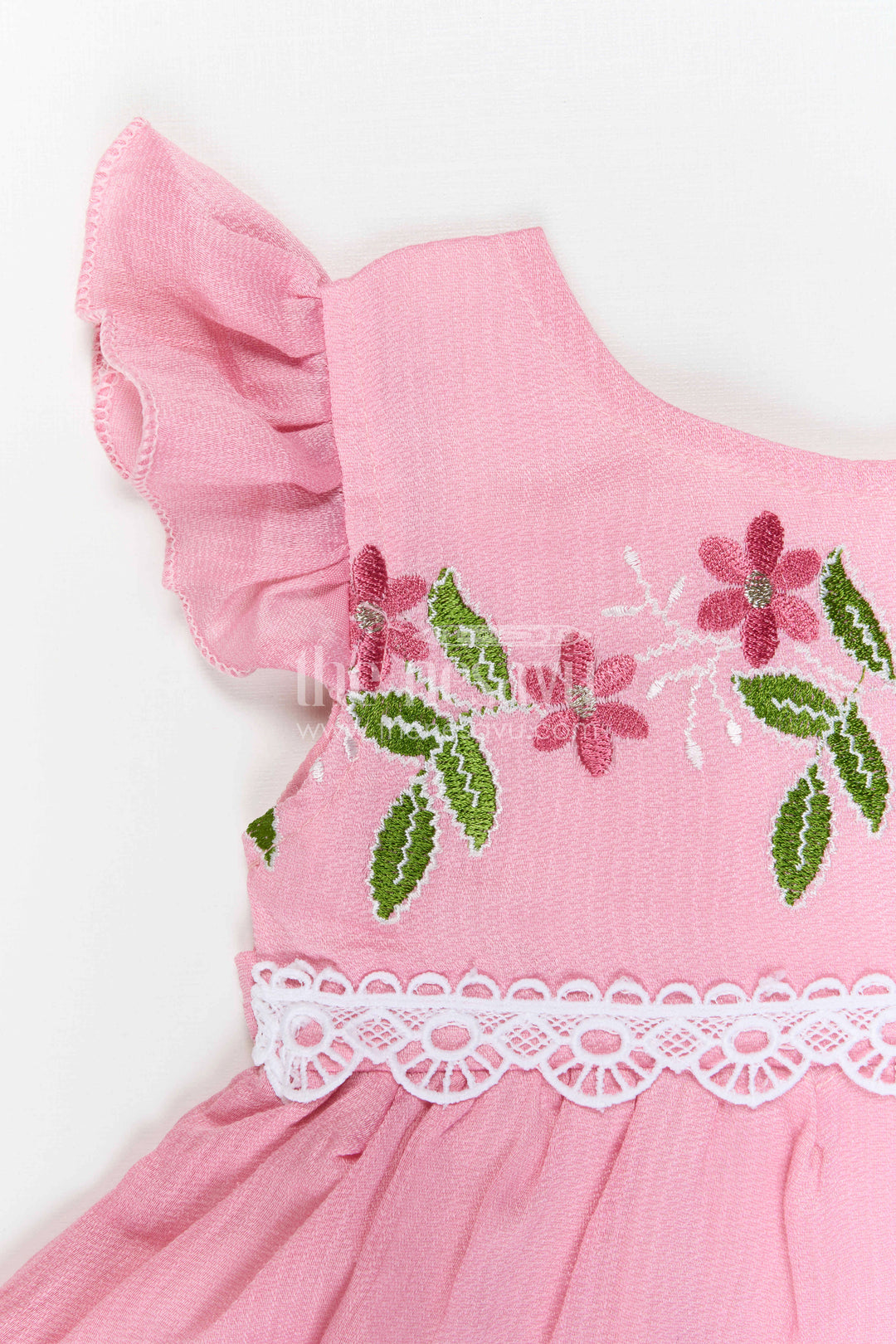 The Nesavu Baby Cotton Frocks Baby Girl Frock for Summer Outings and Casual Wear Nesavu Nesavu Baby Girl Cotton Frock For Summer Outings And Casual Wear With Floral Embroidery And Frill Hem