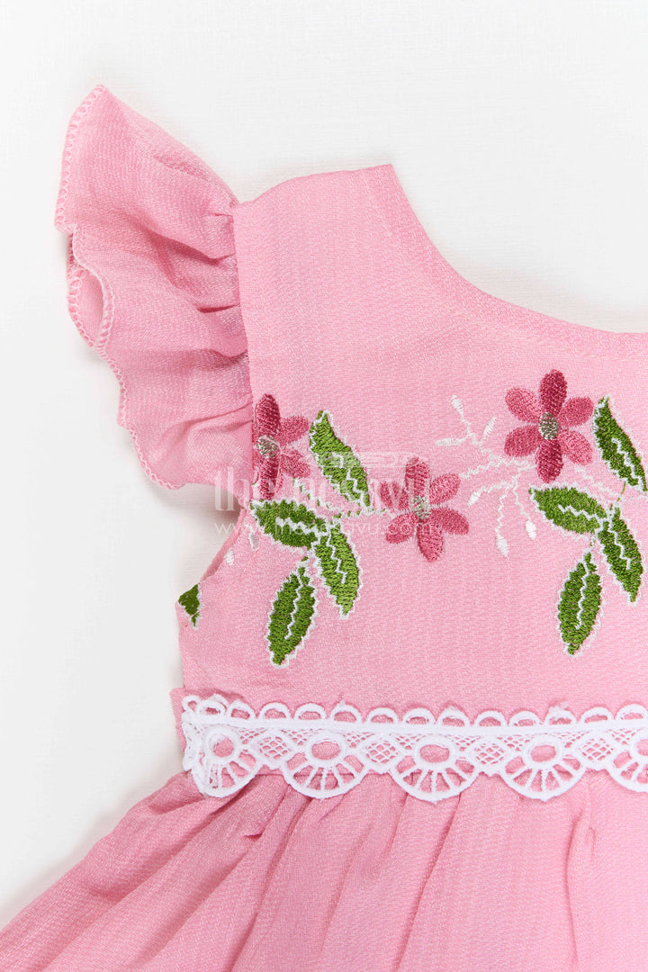 The Nesavu Baby Cotton Frocks Baby Girl Frock for Summer Outings and Casual Wear Nesavu Nesavu Baby Girl Cotton Frock For Summer Outings And Casual Wear With Floral Embroidery And Frill Hem
