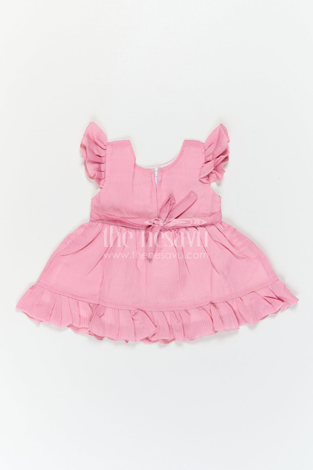 The Nesavu Baby Cotton Frocks Baby Girl Frock for Summer Outings and Casual Wear Nesavu Nesavu Baby Girl Cotton Frock For Summer Outings And Casual Wear With Floral Embroidery And Frill Hem