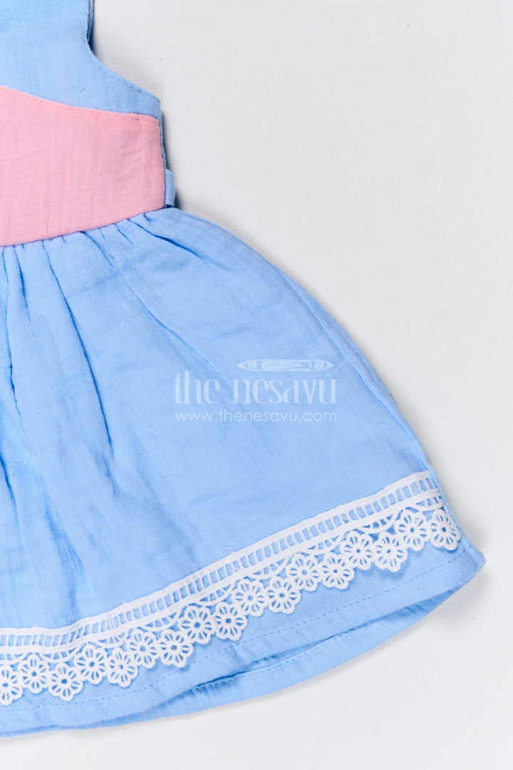 The Nesavu Baby Frocks Baby Girl Frock for Summer Outings and Family Gathering Events Nesavu Nesavu baby girl muslin cotton frock for summer outings and family gatherings with lace hem