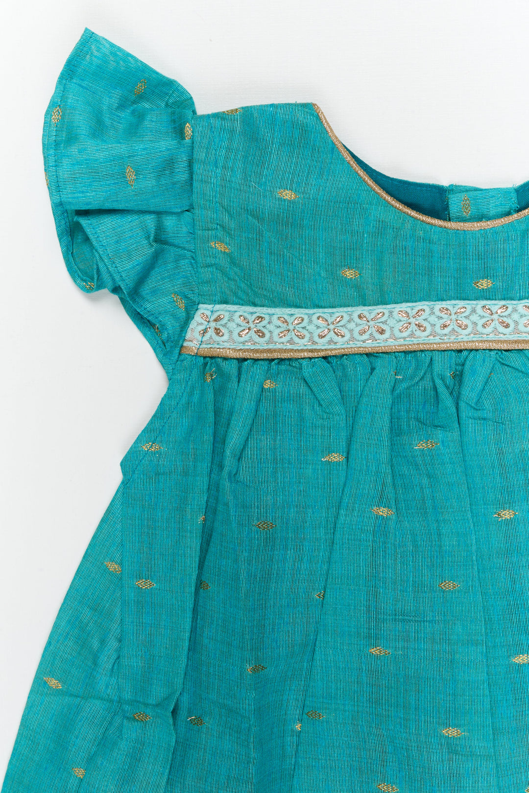 The Nesavu Girls Chanderi Frock Baby Girl Frock for Temple Visits and Traditional Gatherings Nesavu Nesavu baby girl viscose silk frock with butti work for temple visits and traditional gatherings