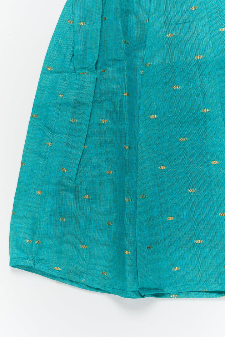 The Nesavu Girls Chanderi Frock Baby Girl Frock for Temple Visits and Traditional Gatherings Nesavu Nesavu baby girl viscose silk frock with butti work for temple visits and traditional gatherings