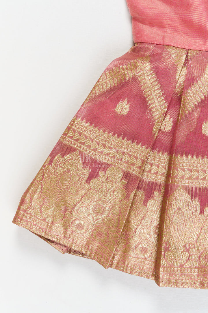 The Nesavu Silk Frock Baby Girl Frock for Weddings and Festive Celebrations Nesavu Nesavu baby girl frock for weddings with zari tissue skirt and embroidered yoke