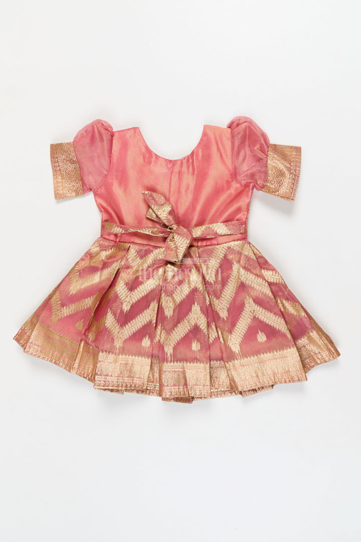 The Nesavu Silk Frock Baby Girl Frock for Weddings and Festive Celebrations Nesavu Nesavu baby girl frock for weddings with zari tissue skirt and embroidered yoke