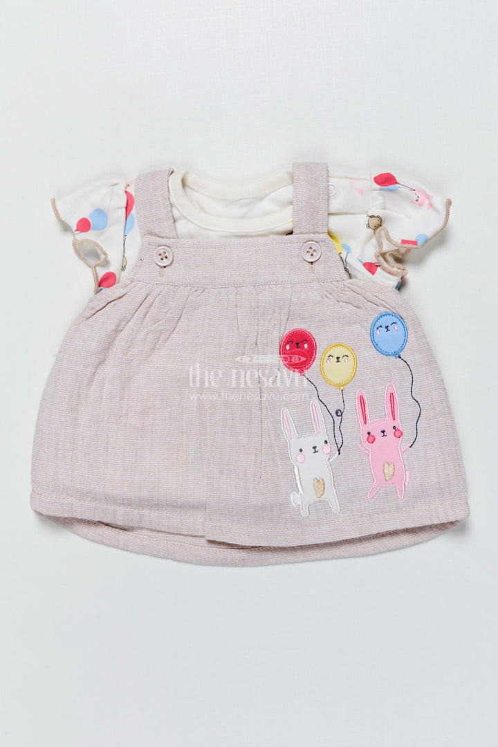The Nesavu Baby Frocks Baby Girl Frock with Balloon Print for Playtime and Day Outings Nesavu 10 (NB) / Brown BFJ873A-10 Nesavu baby girl cotton frock balloon print  perfect playdates casual outings