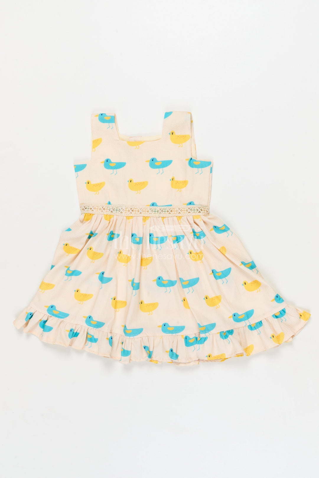 The Nesavu Girls Cotton Frock Baby Girl Frock with Bird Print for Playdates and Everyday Fun Nesavu Nesavu baby girl cotton frock with bird and heart print for everyday wear and playdates