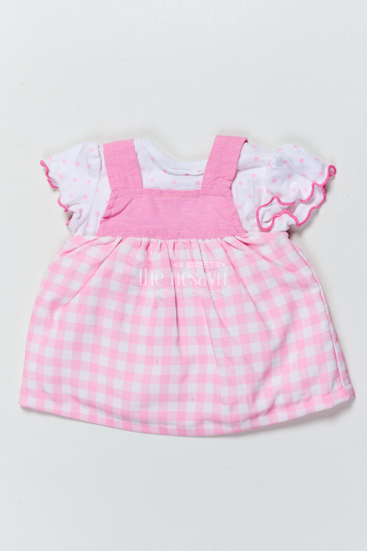 The Nesavu Baby Frocks Baby Girl Frock with Bunny and Strawberry Appliqué for Adorable Everyday Style Nesavu Nesavu baby girl frock bunny appliqu gingham print  perfect daily wear playdates