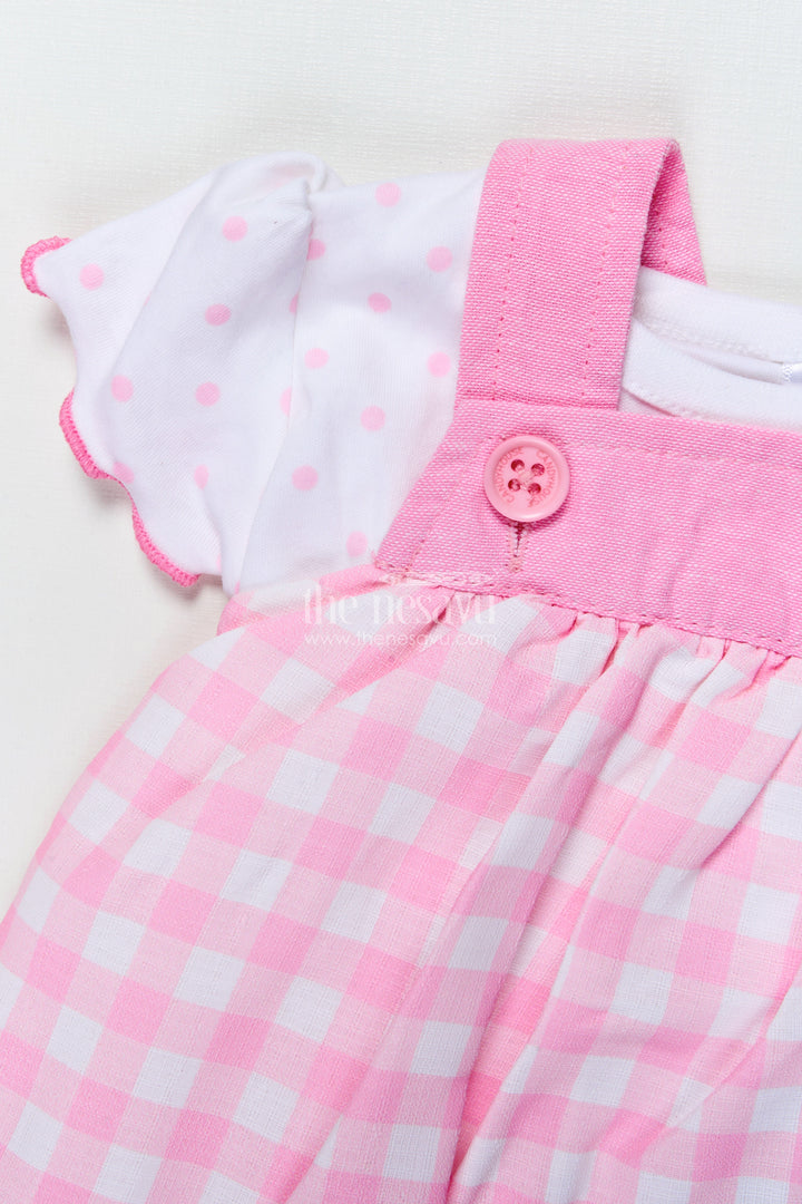 The Nesavu Baby Frocks Baby Girl Frock with Bunny and Strawberry Appliqué for Adorable Everyday Style Nesavu Nesavu baby girl frock bunny appliqu gingham print  perfect daily wear playdates