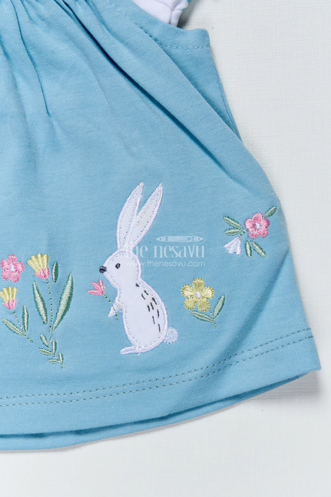 The Nesavu Baby Frocks Baby Girl Frock with Bunny Embroidery for Playdates and Casual Moments Nesavu Nesavu baby girl frock bunny embroidery printed tee  ideal playdates everyday comfort