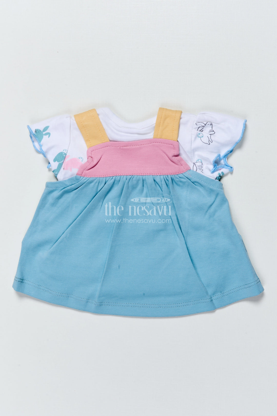 The Nesavu Baby Frocks Baby Girl Frock with Bunny Embroidery for Playdates and Casual Moments Nesavu Nesavu baby girl frock bunny embroidery printed tee  ideal playdates everyday comfort