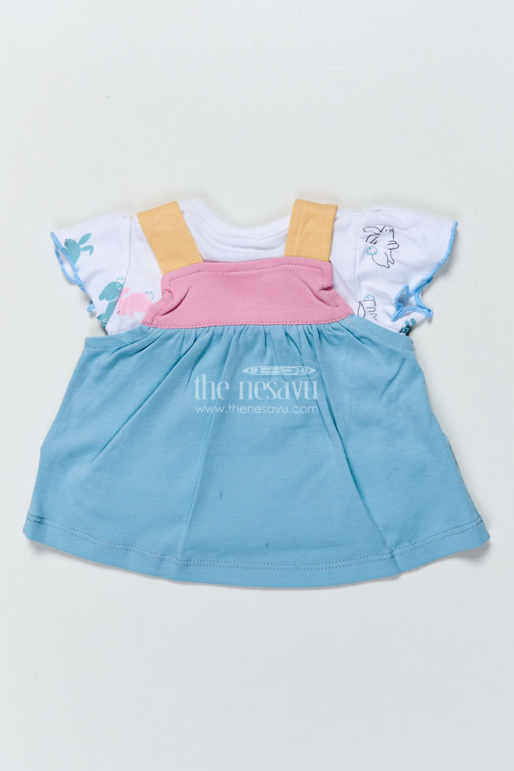 The Nesavu Baby Frocks Baby Girl Frock with Bunny Embroidery for Playdates and Casual Moments Nesavu Nesavu baby girl frock bunny embroidery printed tee  ideal playdates everyday comfort