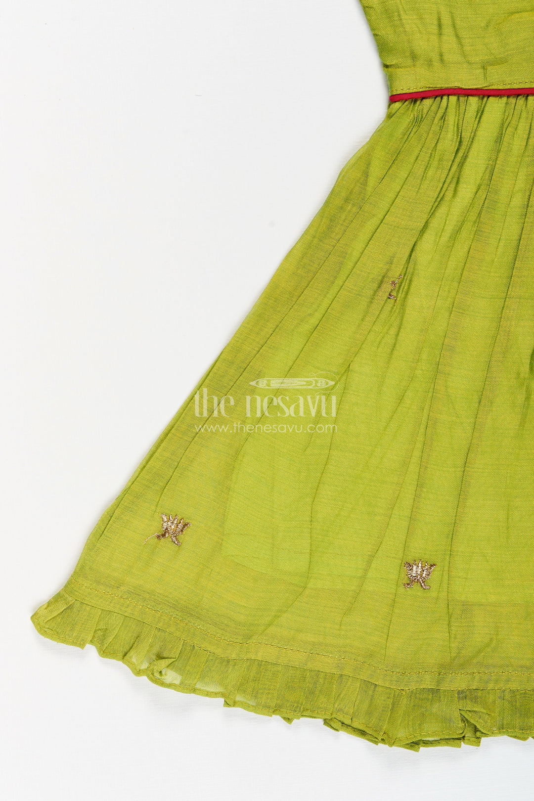 The Nesavu Girls Chanderi Frock Baby Girl Frock with Duck Embroidery for Birthdays and Ethnic Wear Nesavu Nesavu baby girl chanderi frock duck motif waist bow festive occasions birthdays