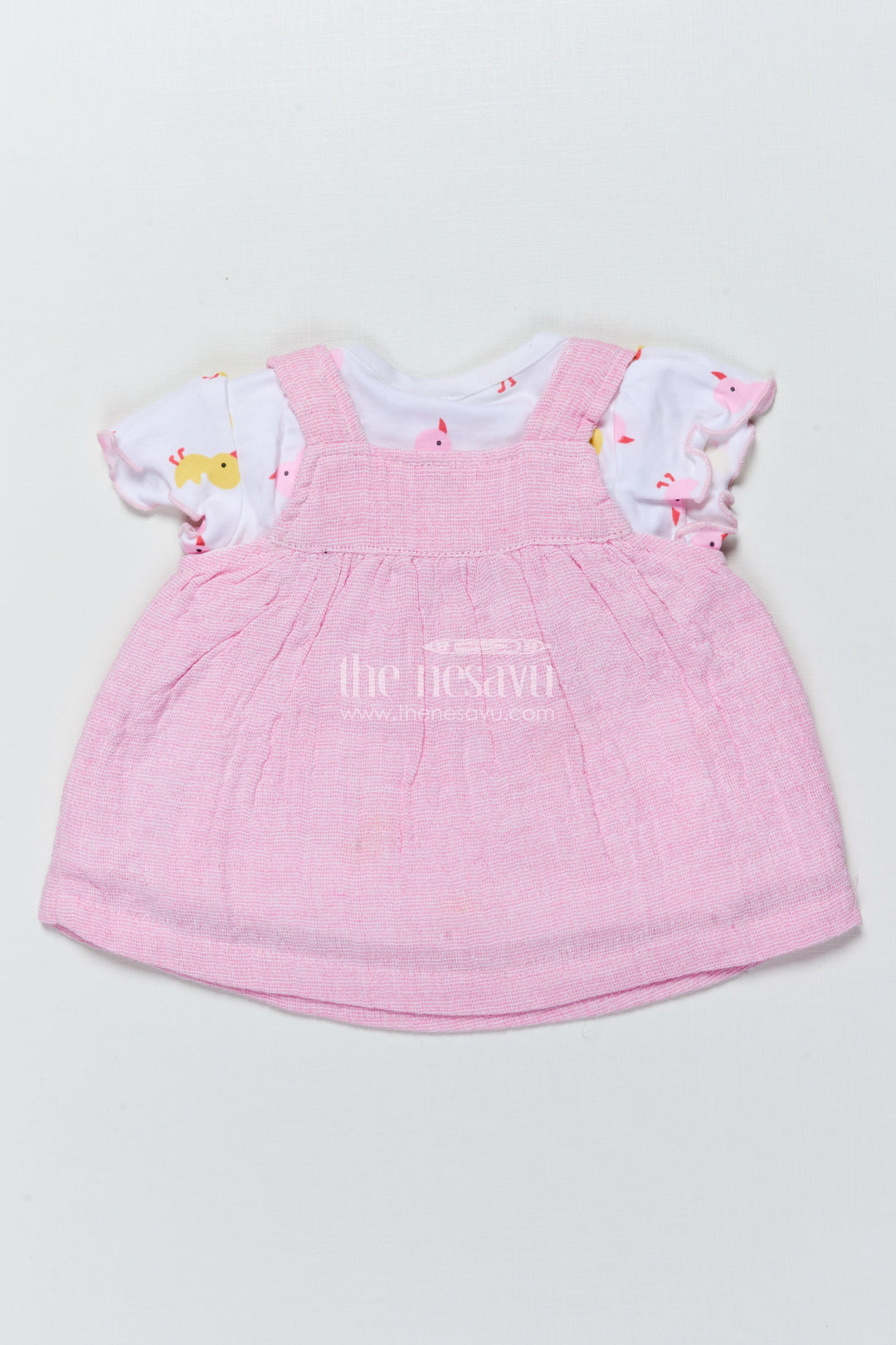 The Nesavu Baby Frocks Baby Girl Frock with Embroidered Ducks for Playful Outings and Photo Days Nesavu Nesavu baby girl cotton frock set duck embroidery  ideal outings photo sessions