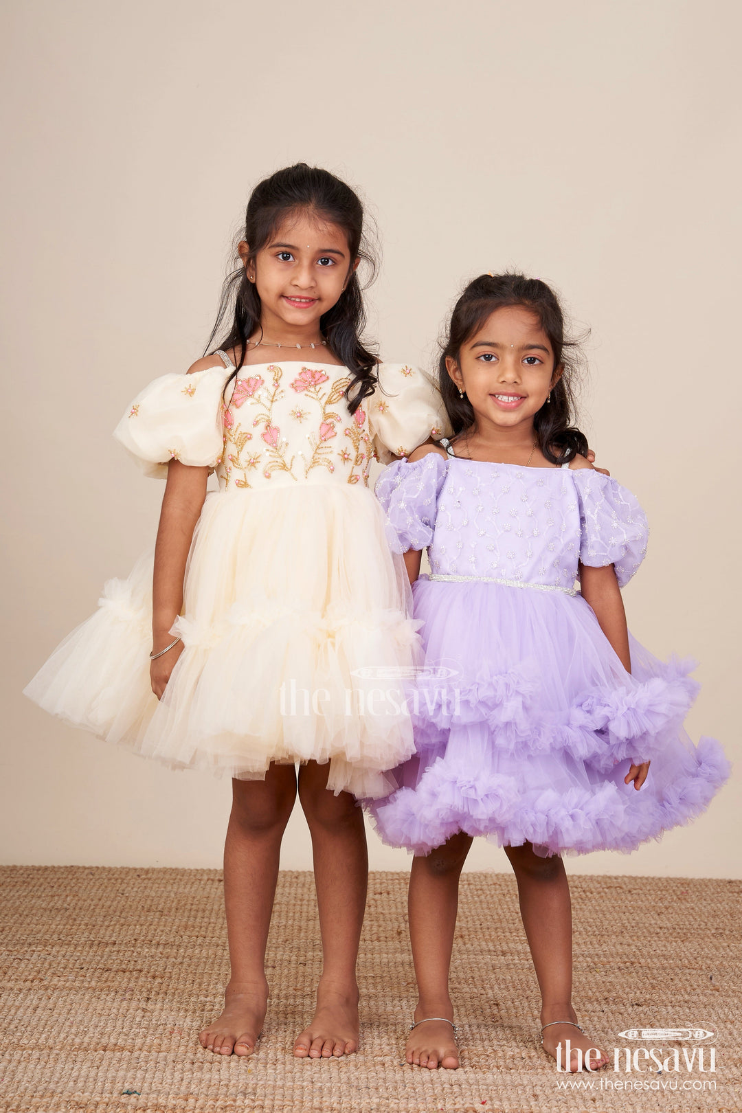 The Nesavu Girls Fancy Party Frock Baby Girl Frock with Embroidered Satin Bodice for Birthdays and Milestone Photos Nesavu Nesavu baby girl embroidered satin party frock net flare  ideal birthdays celebrations