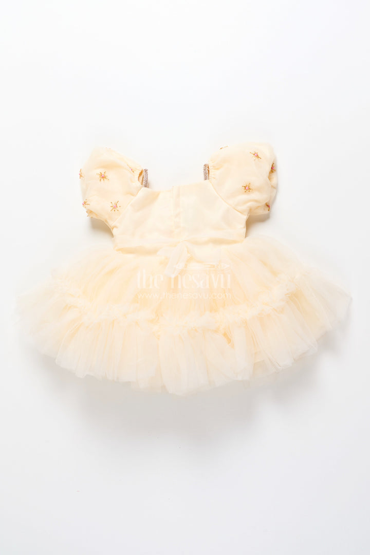 The Nesavu Girls Fancy Party Frock Baby Girl Frock with Embroidered Satin Bodice for Birthdays and Milestone Photos Nesavu Nesavu baby girl embroidered satin party frock net flare  ideal birthdays celebrations