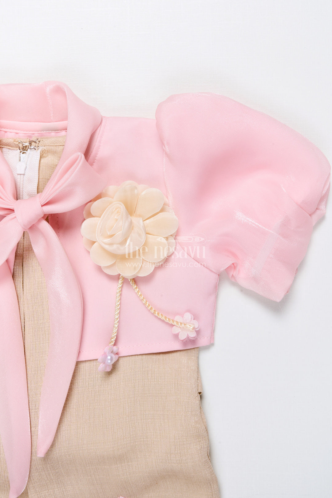 The Nesavu Girls Cotton Frock Baby Girl Frock with Embroidery for Birthday and Festive Photoshoots Nesavu Nesavu baby girl frock floral embroidery bolero birthdays photoshoots