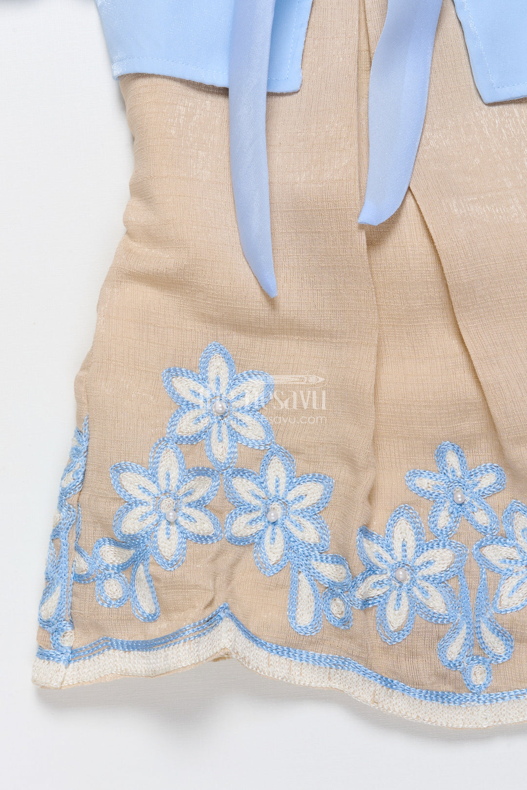 The Nesavu Girls Cotton Frock Baby Girl Frock with Embroidery for Birthdays and Festive Gatherings Nesavu Nesavu baby girl frock embroidered hem bolero festive birthdays occasions