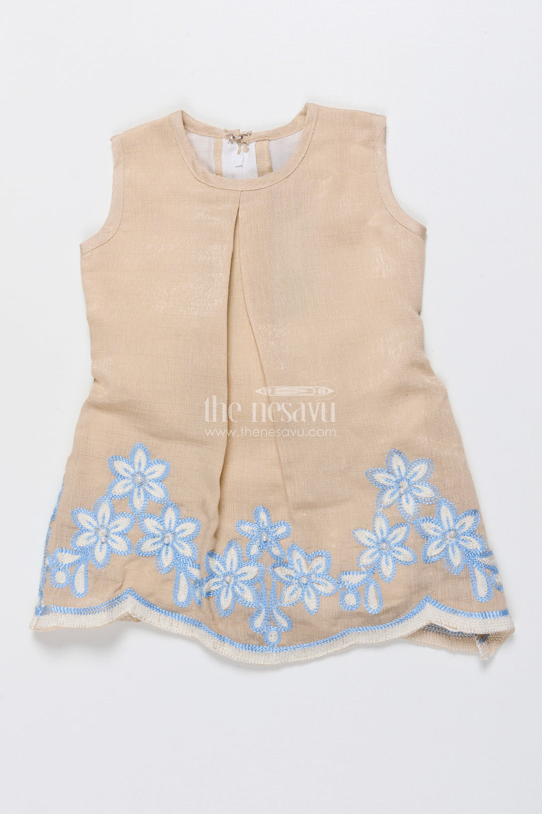 The Nesavu Girls Cotton Frock Baby Girl Frock with Embroidery for Birthdays and Festive Gatherings Nesavu Nesavu baby girl frock embroidered hem bolero festive birthdays occasions