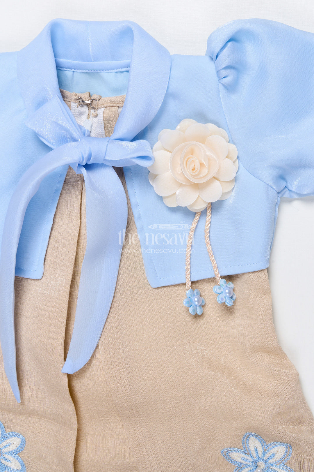 The Nesavu Girls Cotton Frock Baby Girl Frock with Embroidery for Birthdays and Festive Gatherings Nesavu Nesavu baby girl frock embroidered hem bolero festive birthdays occasions