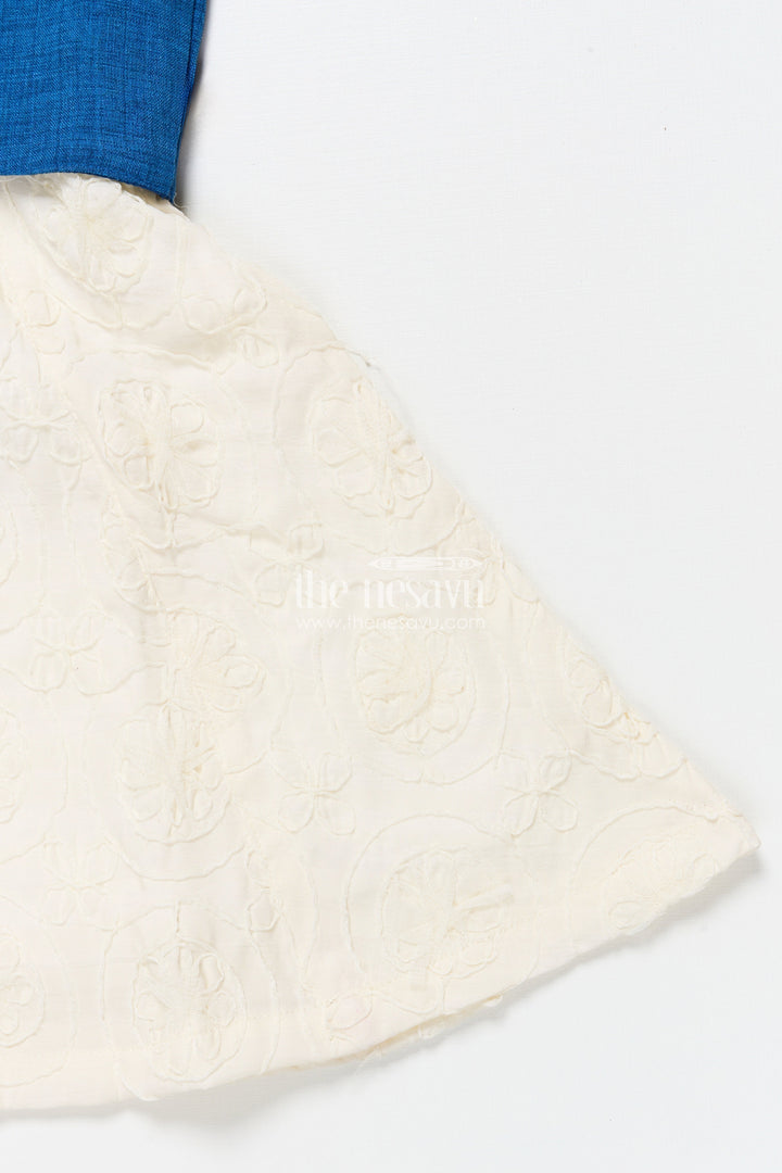 The Nesavu Girls Cotton Frock Baby Girl Frock with Jacket for Birthday and Casual Outings Nesavu Nesavu baby girl frock floral jacket embroidery birthdays casual wear