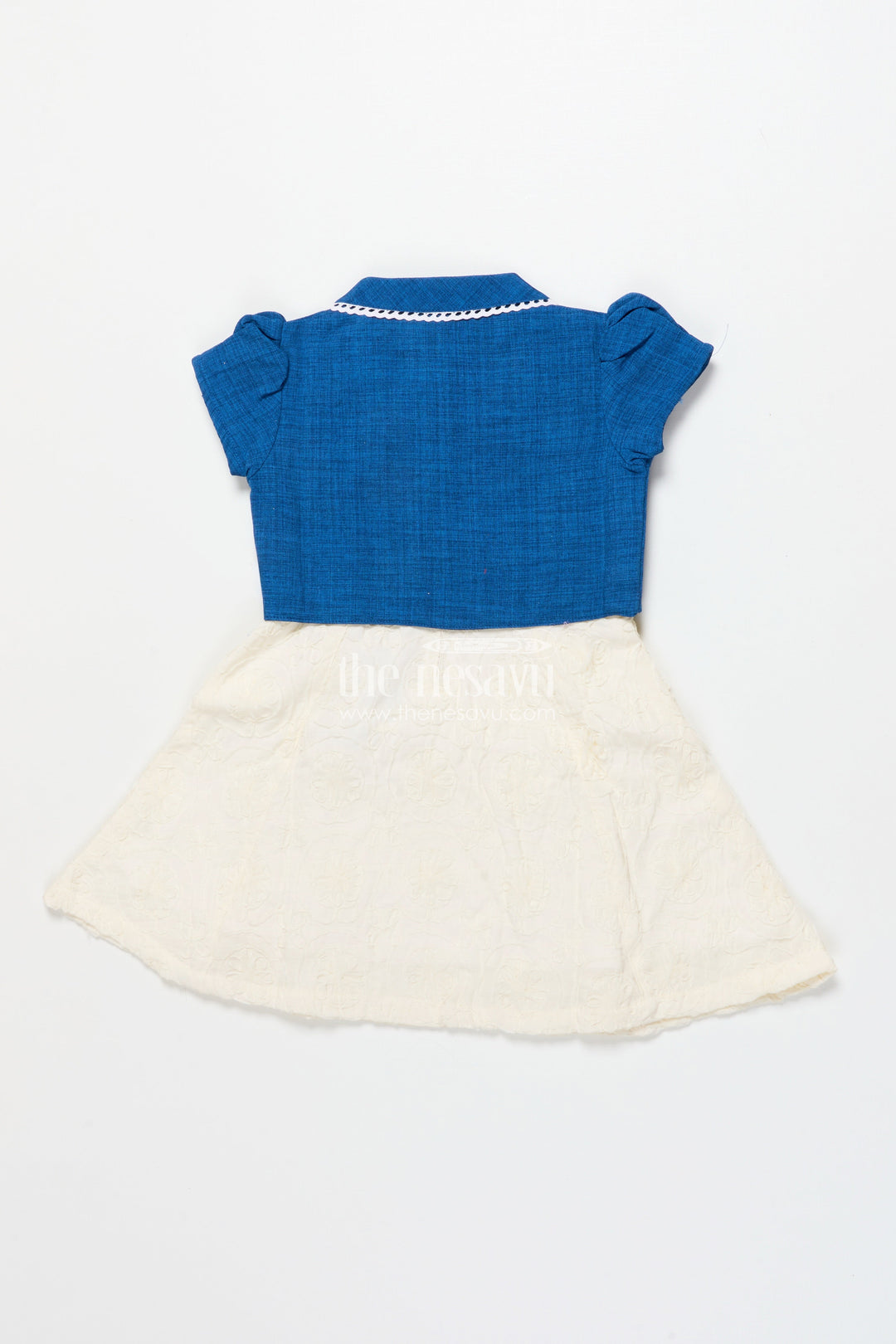 The Nesavu Girls Cotton Frock Baby Girl Frock with Jacket for Birthday and Casual Outings Nesavu Nesavu baby girl frock floral jacket embroidery birthdays casual wear