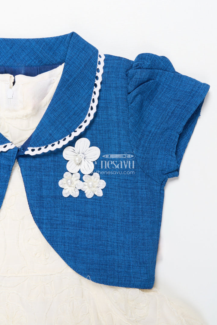 The Nesavu Girls Cotton Frock Baby Girl Frock with Jacket for Birthday and Casual Outings Nesavu Nesavu baby girl frock floral jacket embroidery birthdays casual wear