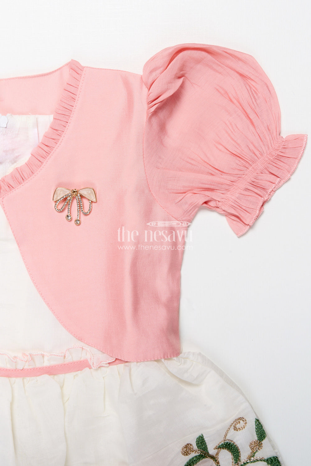 The Nesavu Girls Fancy Frock Baby Girl Frock with Jacket for Birthday and Festive Occasions Nesavu Nesavu baby girl frock layered jacket look birthday festive celebrations