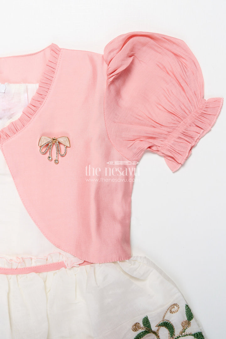 The Nesavu Girls Fancy Frock Baby Girl Frock with Jacket for Birthday and Festive Occasions Nesavu Nesavu baby girl frock layered jacket look birthday festive celebrations