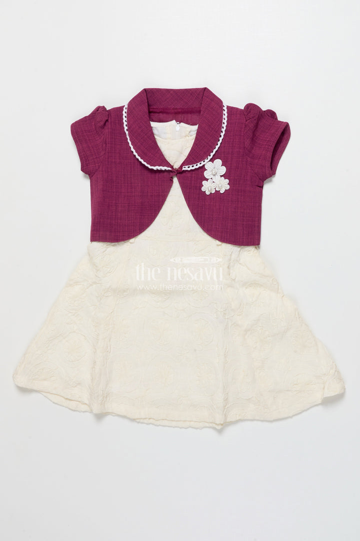 The Nesavu Girls Cotton Frock Baby Girl Frock with Jacket for Festive Gatherings and Family Events Nesavu 20 (3Y) / Purple GFC1832B-20 Nesavu baby girl frock embroidered jacket festive gatherings family functions