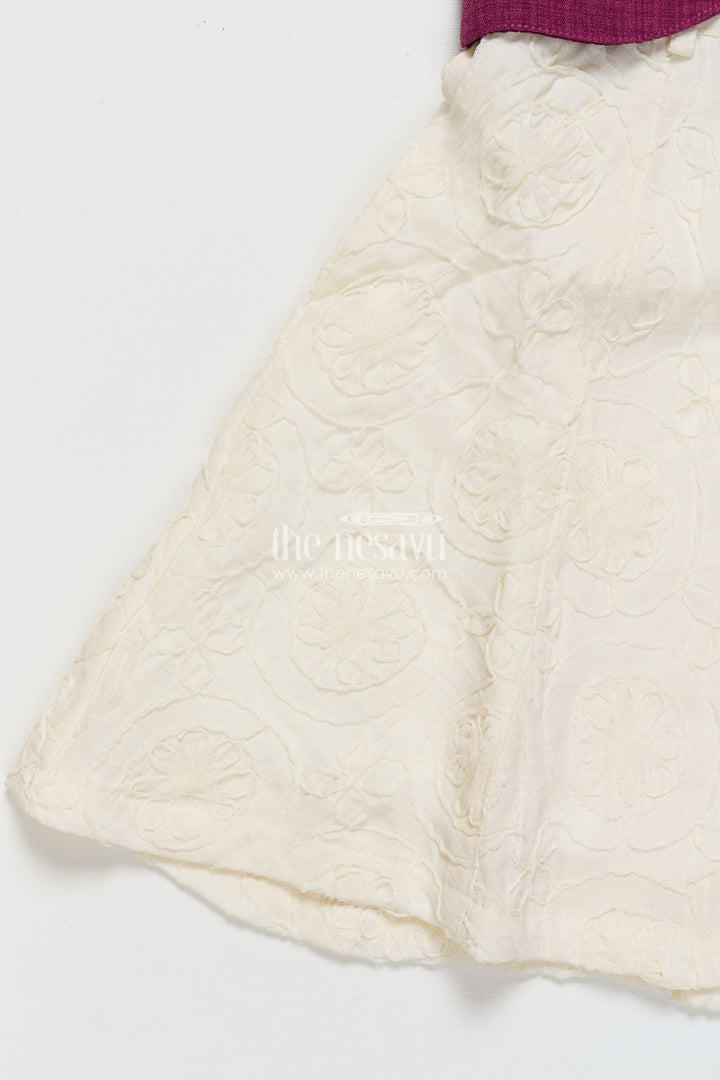 The Nesavu Girls Cotton Frock Baby Girl Frock with Jacket for Festive Gatherings and Family Events Nesavu Nesavu baby girl frock embroidered jacket festive gatherings family functions