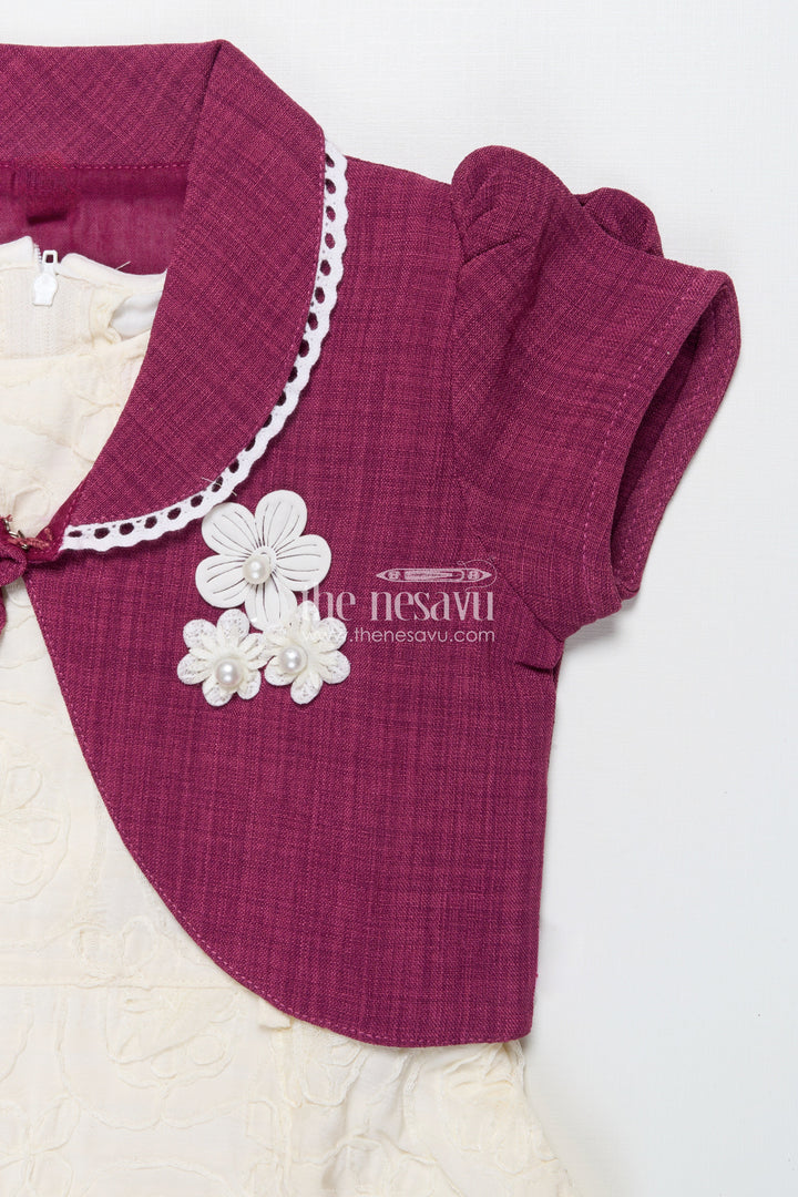 The Nesavu Girls Cotton Frock Baby Girl Frock with Jacket for Festive Gatherings and Family Events Nesavu Nesavu baby girl frock embroidered jacket festive gatherings family functions