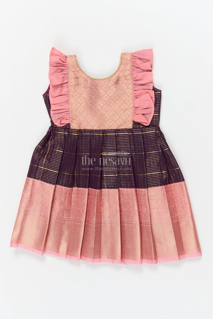 The Nesavu Girls Kanchi Silk Frock Baby Girl Kanchi Silk Frock for Cultural Celebrations and Naming Day Events Nesavu 10 (NB) / Purple / Style 1 KSF034BA-10 Nesavu baby girl Kanchi silk frock for naming ceremonies, festivals, and cultural functions