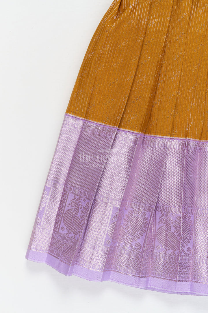 The Nesavu Girls Kanchi Silk Frock Baby Girl Kanchi Silk Frock for Festive Celebrations and Family Functions Nesavu Nesavu baby girl Kanchi silk frock for traditional festivals, poojas, and milestone celebrations