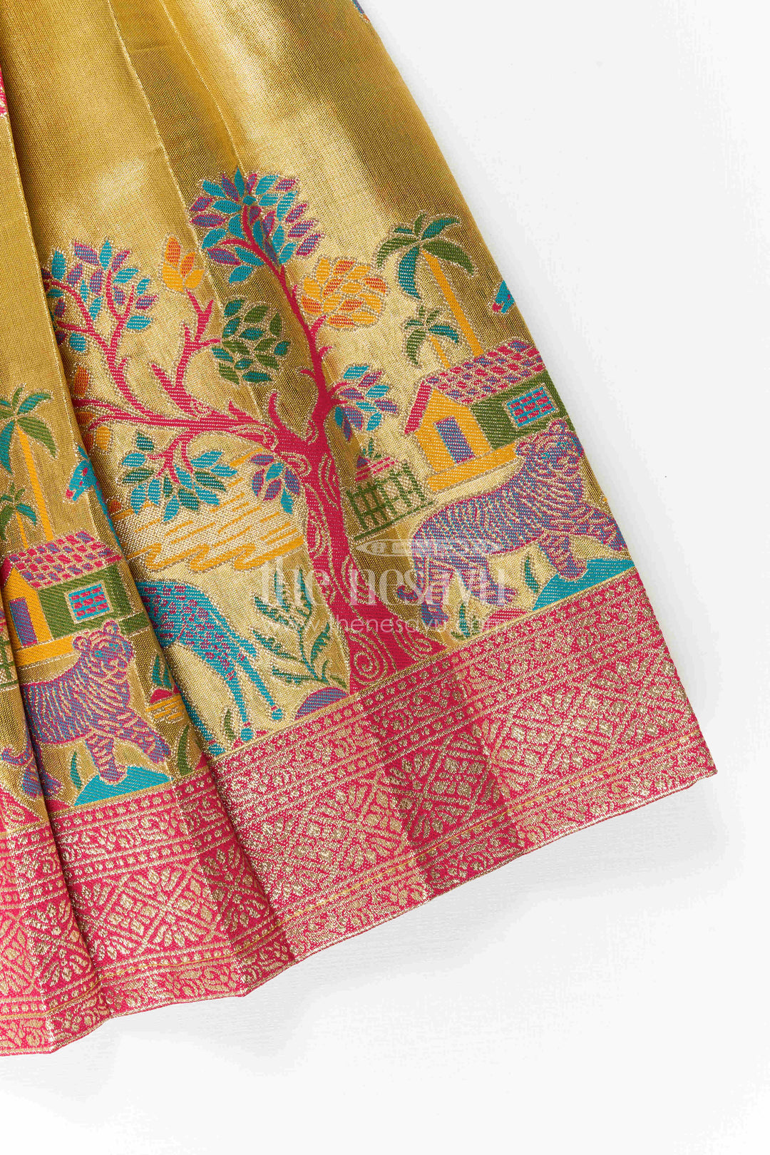 The Nesavu Girls Kanchi Silk Frock Baby Girl Kanchi Silk Frock for Festive Celebrations and Weddings Nesavu Nesavu Baby Girl Kanchi Silk Frock With Artistic Woven Motifs And Festive Small Border