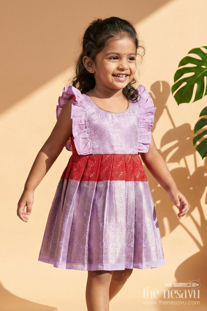 The Nesavu Girls Kanchi Silk Frock Baby Girl Kanchi Silk Frock for Festive Gatherings and Traditional Family Events Nesavu 10 (NB) / Purple / Style 1 KSF018CA-10 Nesavu baby girl Kanchi silk frock for ethnic functions, festivals, and cultural occasions