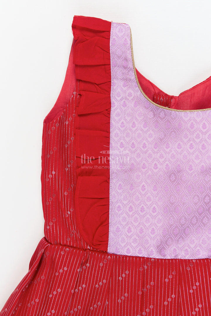 The Nesavu Girls Kanchi Silk Frock Baby Girl Kanchi Silk Frock for Festive Gatherings and Traditional Family Events Nesavu Nesavu baby girl Kanchi silk frock for ethnic functions, festivals, and cultural occasions