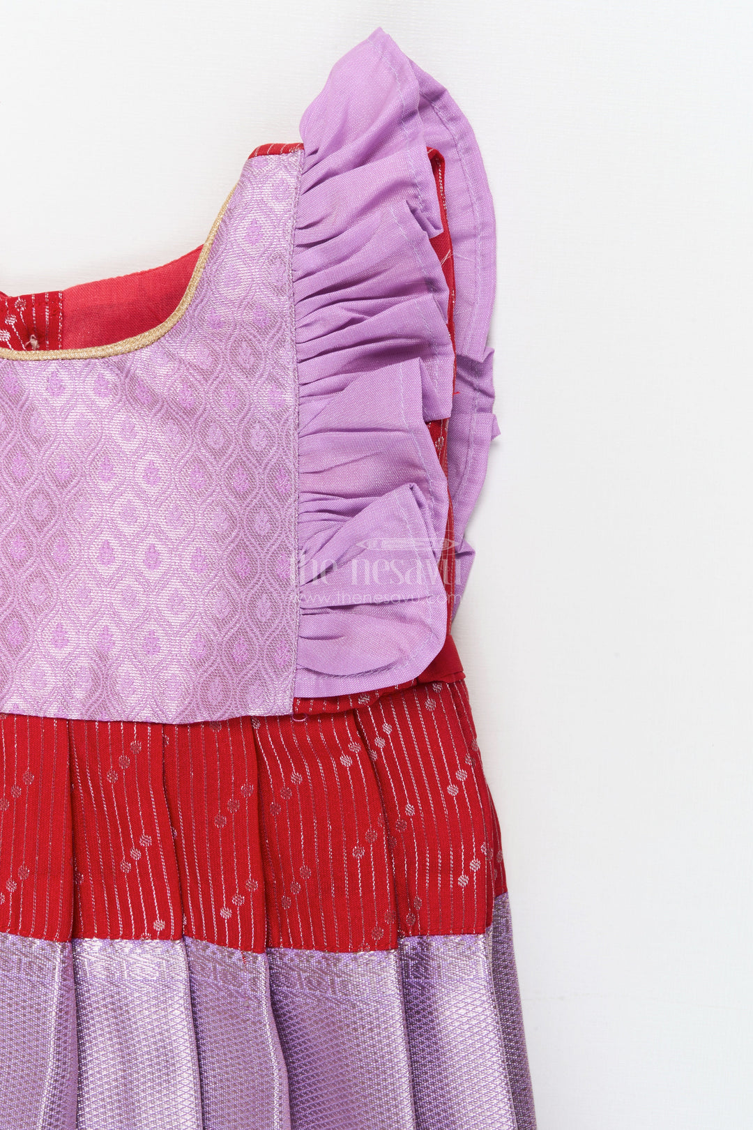 The Nesavu Girls Kanchi Silk Frock Baby Girl Kanchi Silk Frock for Festive Gatherings and Traditional Family Events Nesavu Nesavu baby girl Kanchi silk frock for ethnic functions, festivals, and cultural occasions