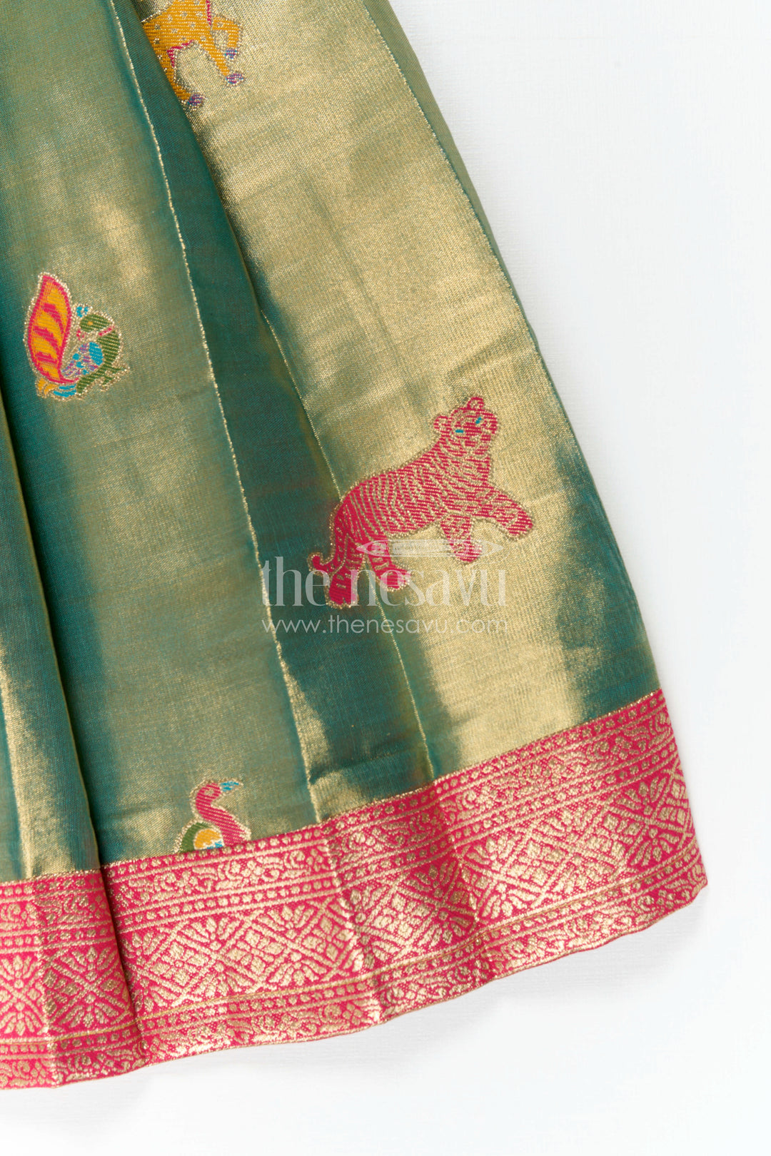 The Nesavu Girls Kanchi Silk Frock Baby Girl Kanchi Silk Frock for Festive Occasions and Weddings Nesavu Nesavu Baby Girl Kanchi Silk Frock With Woven Motifs And Festive Small Border Design