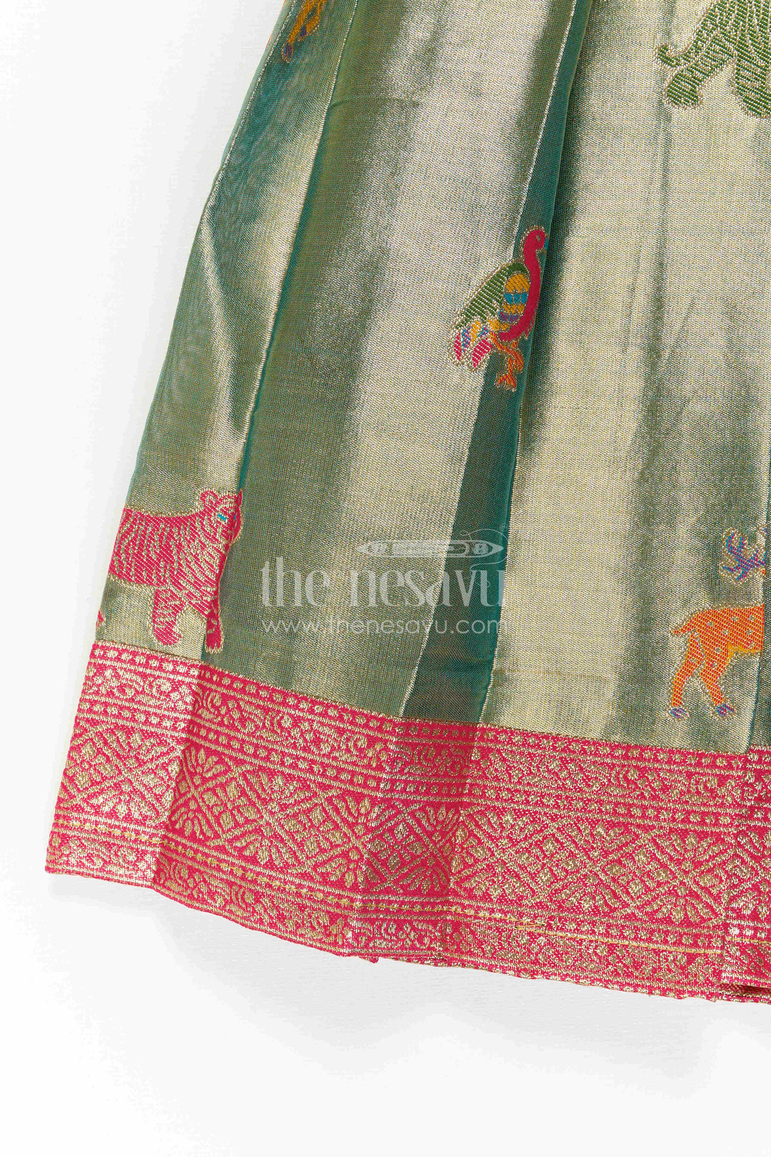 The Nesavu Girls Kanchi Silk Frock Baby Girl Kanchi Silk Frock for Festive Occasions and Weddings Nesavu Nesavu Baby Girl Kanchi Silk Frock With Woven Motifs And Festive Small Border Design